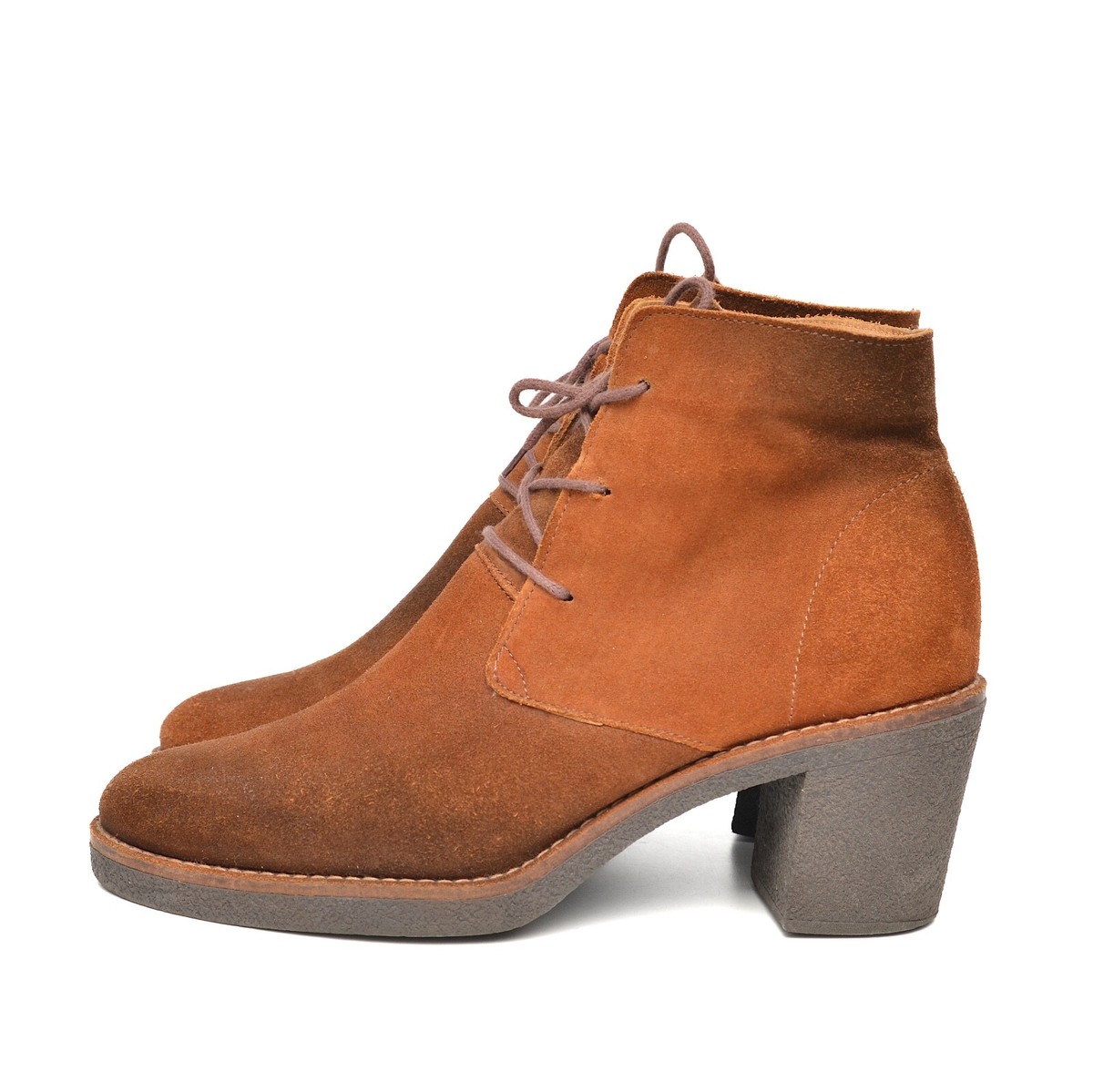 靴 miista LONDON Miista London Tan-Brown Suede Leather Heel Ankle Boots