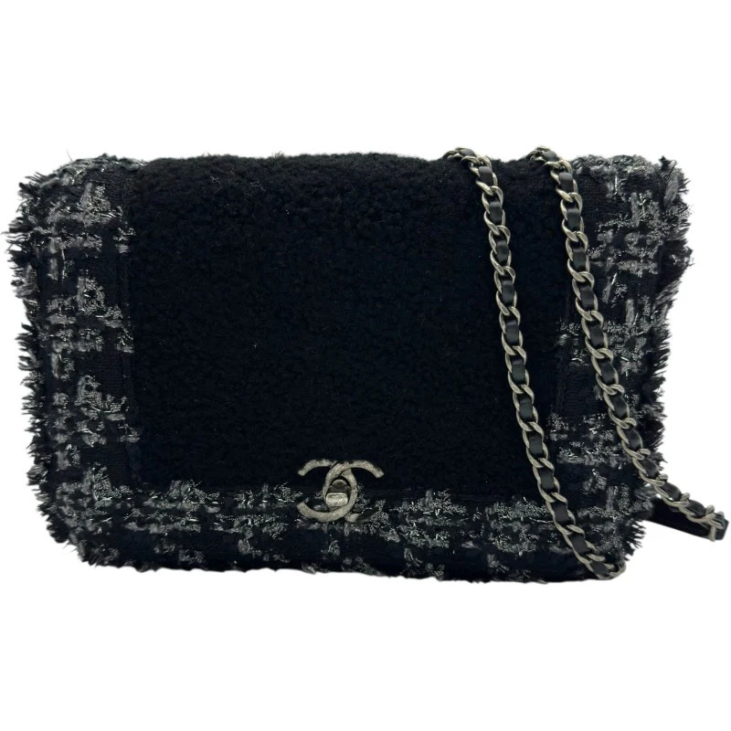 CHANEL Coco Handle Black Tweed Shoulder Bag #OKB1651