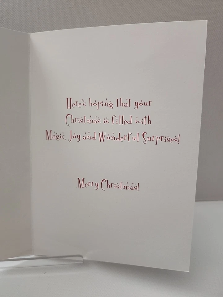 Tarjeta de Felicitación de Navidad Santa Claus Decoración Brillo Árbol Pueblo Mágico de Nieve Foto 2 de 4