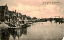 Amsterdam, Wachtkamers, N. H. Tram, Stationsplein, Postcard