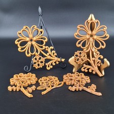 Vintage Homco Flower Wall Decor Faux Wood/Wicker 1978 Set of 5