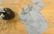 Under Armour Boys 1/4 zip light grey pullover with logo - LOOSE Fit - YMD
