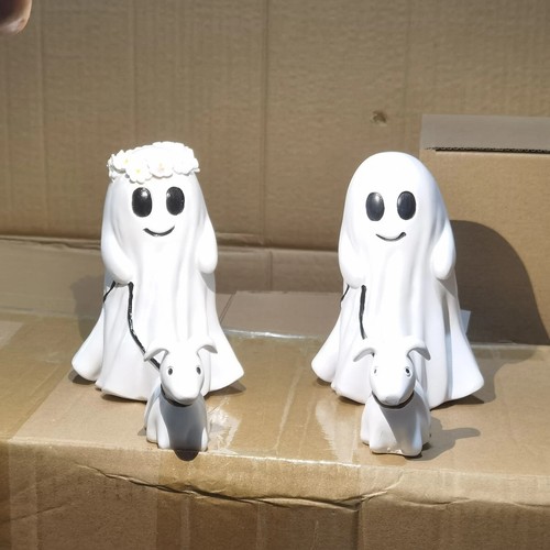 Goblin And Ghoul Ghost Walk the Dog Christmas Figurine Spooky Ornament Halloween - Picture 8 of 17