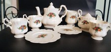 CJ Pretend Play Tea Set White Floral Design Vintage Pretend Kitchen Picnic