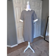 Shelby&Palmer Womens Dress Houndstooth Black White Peter Pan Collar Size 8