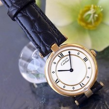 Orologio Cartier Vendome 590003 Paris Vermeil Quartz W590003 Revisionato Funz...