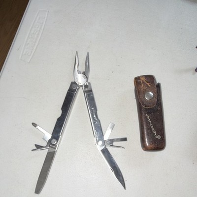 Leatherman Pocket Survival Tool Multi-Tool Pliers Knife File w/ Leather Sheath