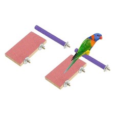 Bird Perch stand Wooden Parrot Perch Toy, Paw Grinding 6 x 3.15 Pink, 2 Pcs 