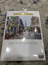 Parisian Cobblestone Street Counted Cross Stitch Kit Light Blue Aida 15X11