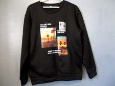 SHEIN BLACK CREW NECK SWEATSHIRT WITH VACATION THEME, SIZE S WOMEN'S