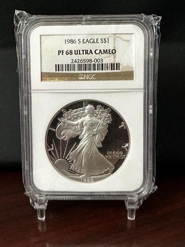 1986-S Proof American Silver Eagle — NGC PF 68 Ultra Cameo | FIRST YEAR of Issue