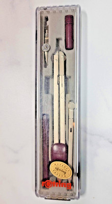 Rotring R 529118 Compact Compass Set 5 Pieces in Case Germany - Nice!