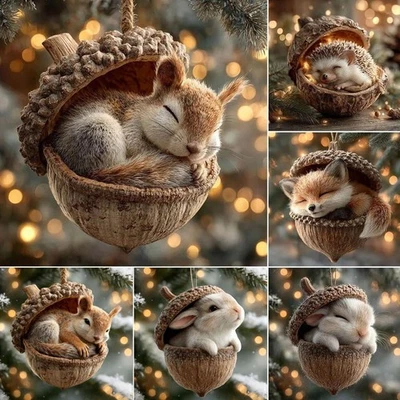 2D Forest Animal Christmas Baubles Secret Santa Gift Ideas Christmas Tree Decor