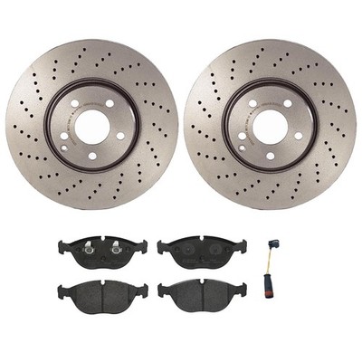 Brembo Front Brake Kit Low-Met Pads Sensor Drilled Disc Rotors for Mercedes W220