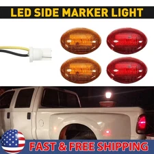 For 1999-2010 Ford F350 F450 Amber/Red Side Fender Marker Dually Bed LED Light