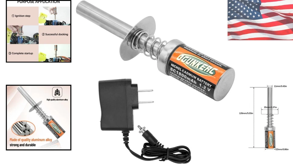 Durable Nitro Glow Plug Igniter with Charger - Perfect for RC Models 1/8 & 1/10 - Image 2 of 4