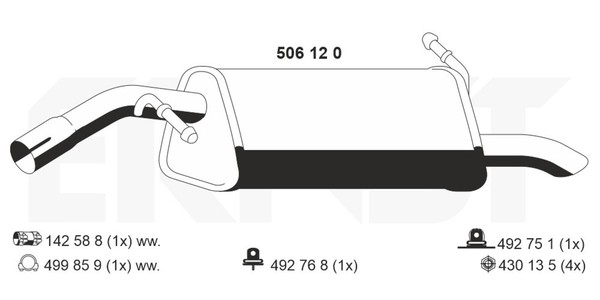 Ernst EndschalldäMpfer NachschalldäMpfer 506120 FüR C3 Peugeot 207 Picasso CC SW-image