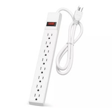 8-Outlet Power Strip with 2.5 Ft. Power Cord, White