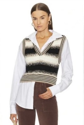 Veronica Beard Spear Mixed Media Vest Size L Designer MSRP $498