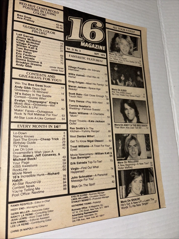 INCOMPLETE Sept 1979 16 Magazine Kiss Gene Simmons Cover Missing Pages Posters Foto 2 de 4