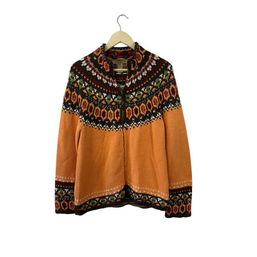 So Forth Small Sweater Cardigan Zip Acrylic Wool Blend Fair Isle Womens READ