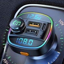 Bluetooth 5.0 Car Wireless FM Transmitter Adapter USB PD Charger AUX Hands LOT