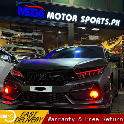 #ad RGB LED Headlights For Honda Civic 2016 2021 Sequential Front Lamps Assembly $449.10