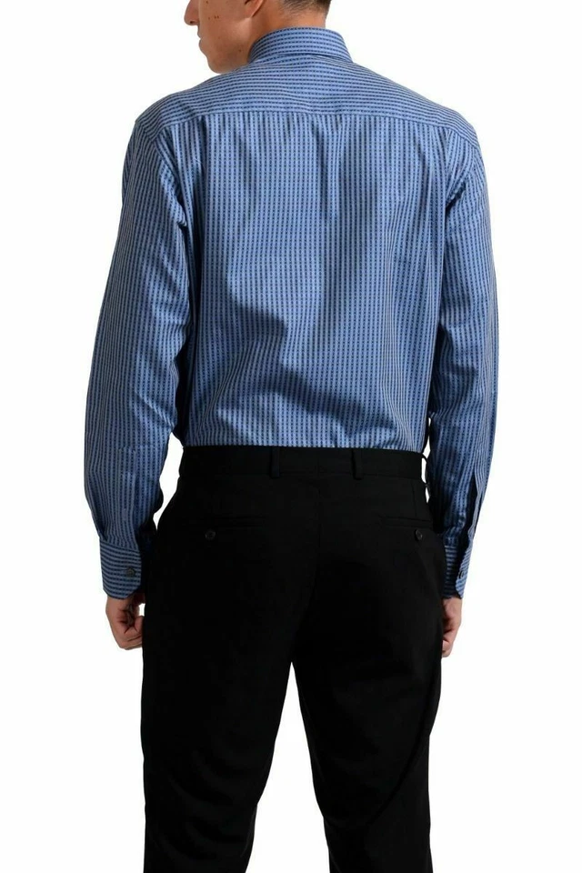 Camisa social masculina manga longa listrada multicolorida Versace Collection "City" - Imagem 2 de 4