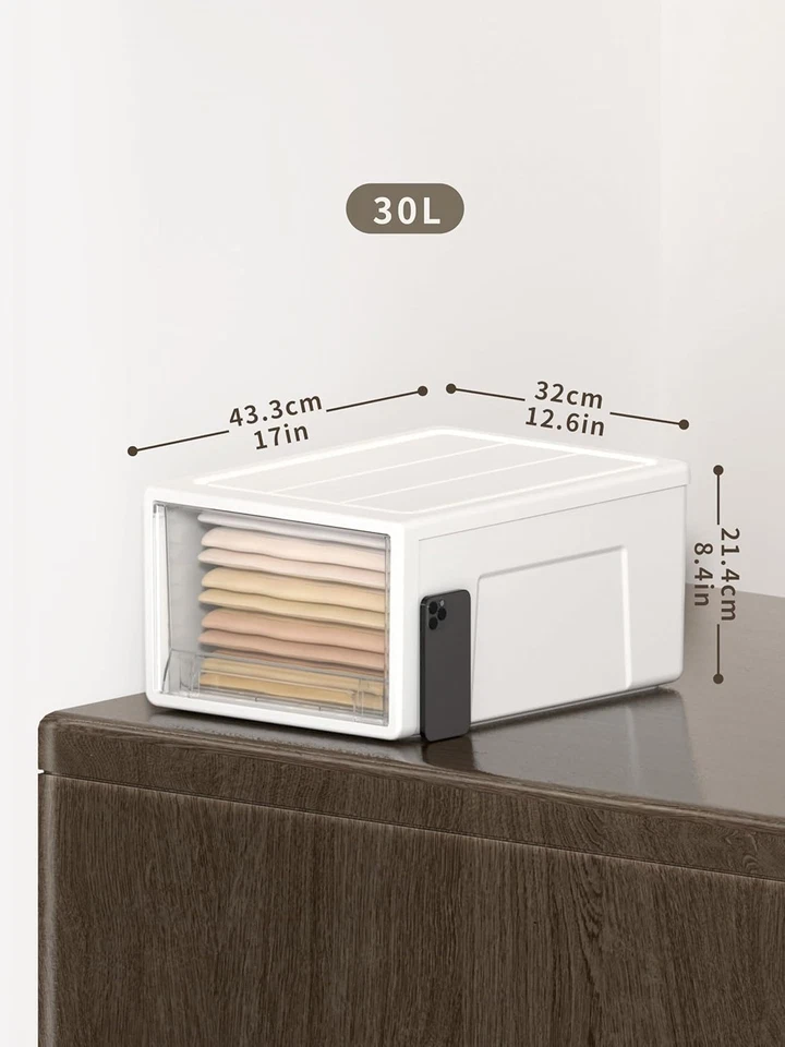 30L*3 Cassettiera, Cassetto Di Stoccaggio, Cassetti Plastica Scatola, Organizzat - Immagine 3 di 4