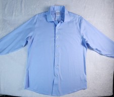 Brooks Brothers Shirt Mens 16 32/33 Blue Herringbone Regent Fit 1818 Non Iron