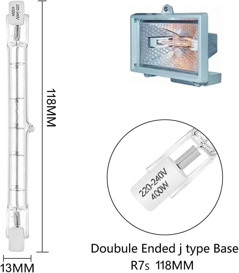 R7s Linear Halogen Floodlight 400W J118 Security Light Bulb 118MM 5200LM... - Image 2 of 4