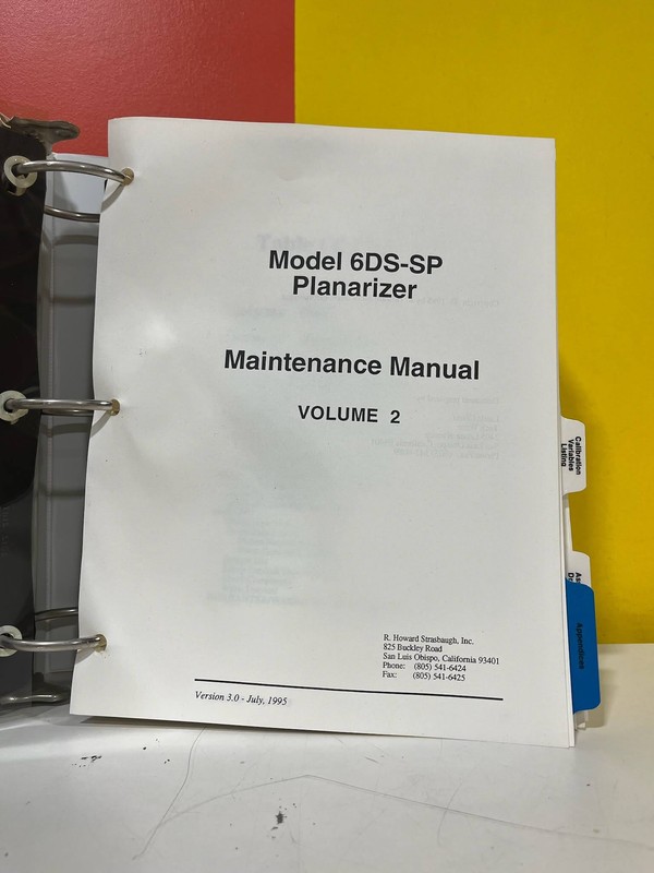 STRASBAUGH 6DS-SP Planarizer Maintenance Manual