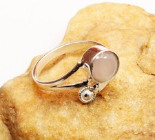 Pink Rose Quartz Gemstone Handmade 925 Sterling silver Jewelry Ring Sz-8" US 