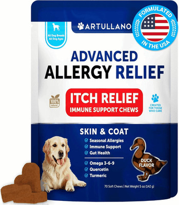 Artullano Dog Itching Skin & Coat Anti Itch, Hot Spots, and Allergy Relief