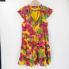 Farm Rio Dream Garden Ruffle Mini Dress Multicolor Size M Tropical Beach Vacay