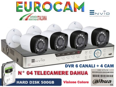 Kit Videosorveglianza XVR 5MP 6 Canali + 4 Telecamere Bullet ENVIO Sony | 1TB