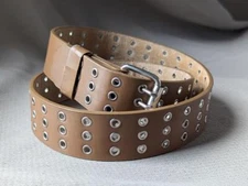 vintage STUDDED leather 38 motorcycle RIVETED brown PUNK goth belt y2k 1990s
