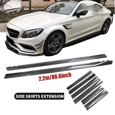 Carbon Fiber Side Skirt Extensions Rocker Panel Splitter Lip For Mercedes-Benz