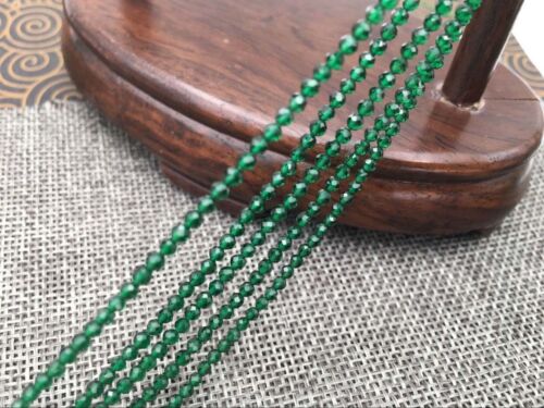 Natural 2mm Green Jade Faceted Gemstone Round Loose Beads 15" AAA - Picture 1 of 12