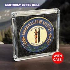 KENTUCKY State Seal Challenge Coin Colorized USA includes Display Case! NEW!