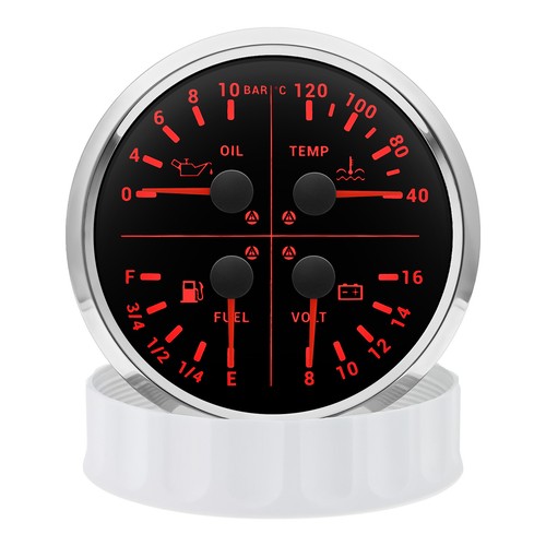 110mm 4 IN 1 Multifunction Gauge Fuel Level/Oil/Temp/Volt Gauge for Boat Car ATV - Picture 7 of 17
