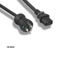 Kentek 6' ft 18 AWG Hospital Grade Power Cord NEMA 5-15P to C13 10A/125V Blk