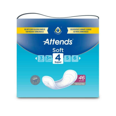 Attends Soft 4 Super Einlagen für Inkontinenz - Packung mit 46 Stück! NEU & OVP