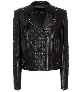quilted studded leather jacket