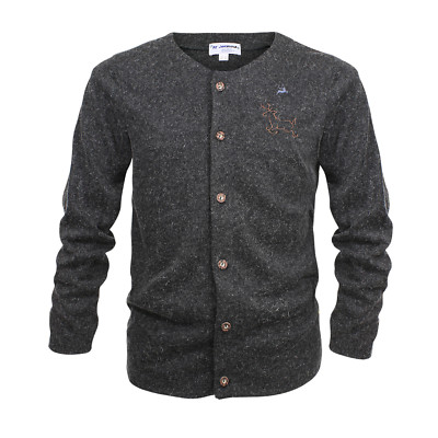 Strickjacke Strick Herren Jacke Vegan Graue Schwarz Melange By