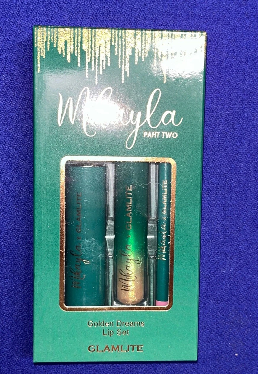 Glamlite Mikayla Paht Two Golden Dreams Lip Set New LIPSTICK, GLOSS AND LINER