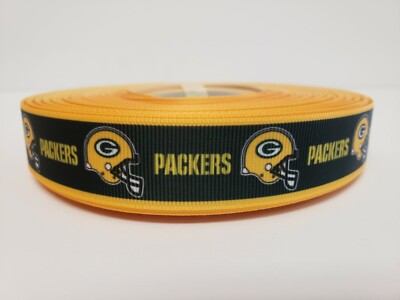 Green Bay Packers, Logo & Helmet, Grosgrain Ribbon 7/8'' By the yard NEW