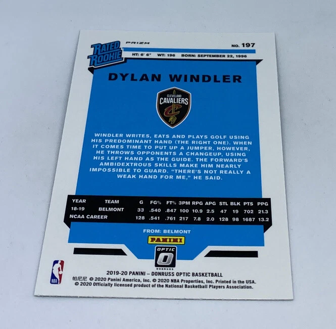 2019-20 Optic DYLAN WINDLER Fanatics Green Prizm Wave SP RC RATED ROOKIE Limited - Image 2 of 2