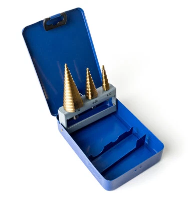 WEISCHER HSS Stufenbohrer Set 3-teilig Titan TIN Metall 4-32 mm Kegelbohrer Schälbohrer