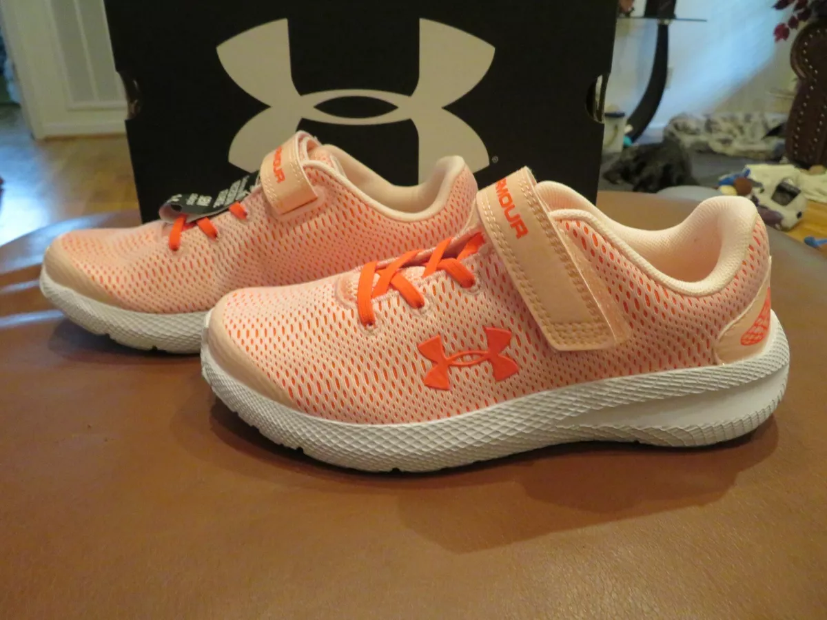 NWT Girls Orange Under Armour Pursuit 2 Tennis Shoes 3